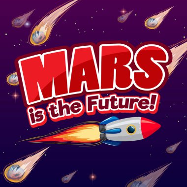 Mars gelecekteki karikatür poster çizimi
