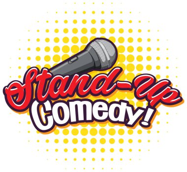 Mikrofon illüstrasyonlu Stand Up Komedi afişi