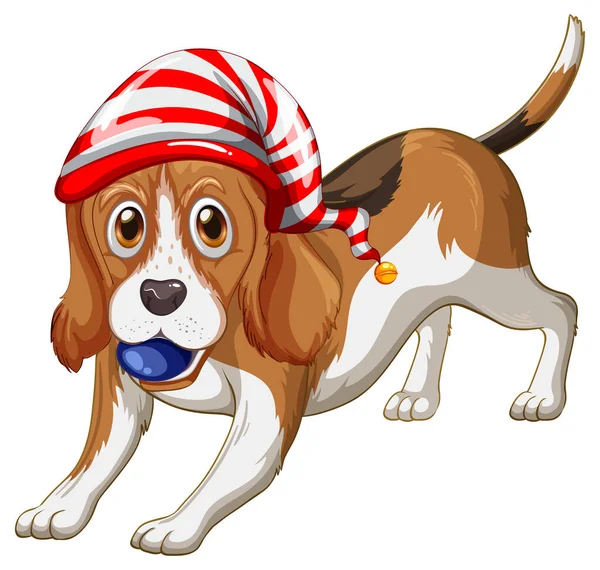 Beagle Dog Wearing Christmas Hat Illustration — Image vectorielle