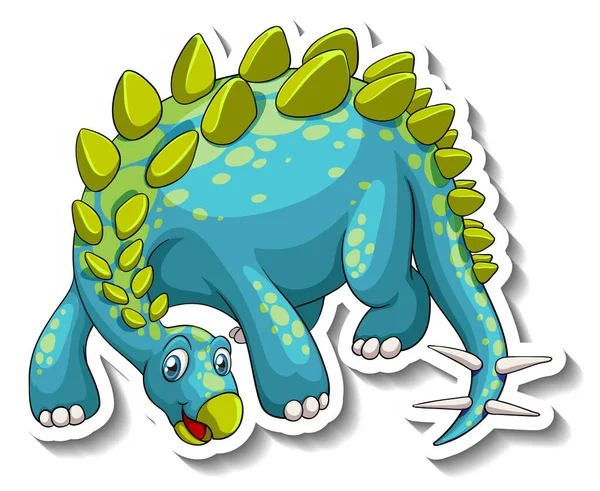ステゴサウルス恐竜のキャラクターステッカーイラスト — ストックベクタ