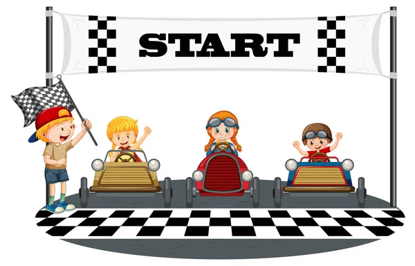 Soapbox Derby Children Racing Car Illustration — 图库矢量图片