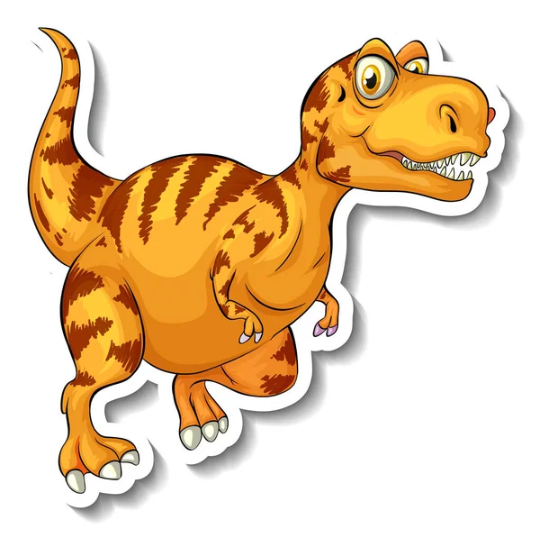 Tyrannosaurus Dinosaur Cartoon Character Sticker Illustration — Stock Vector