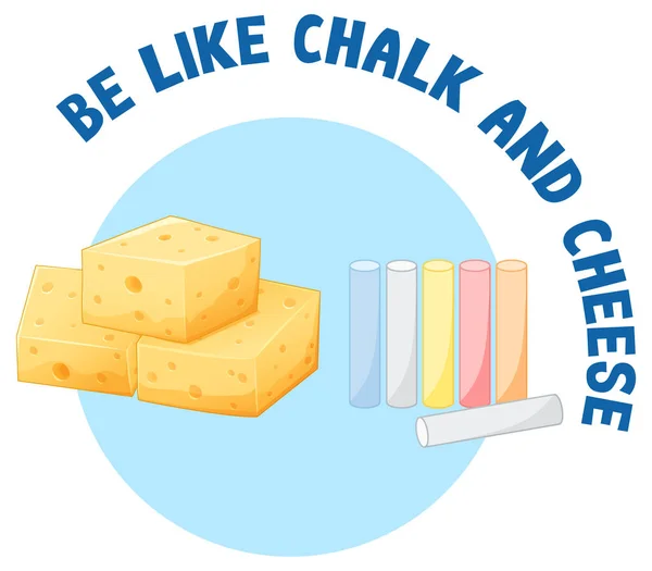 English Idiom Picture Description Chalk Cheese Illustration — Stockvector