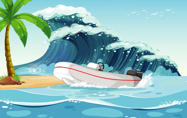 Βάρκα Βάρκα Στην Παραλία Εικονογράφηση — Διανυσματικό Αρχείο
