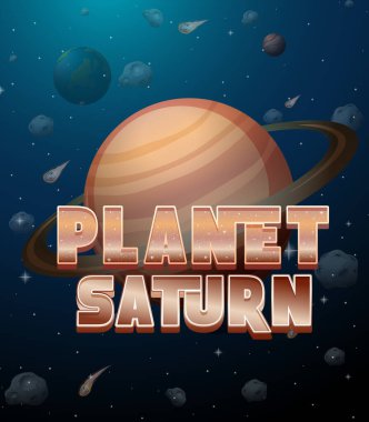 Satürn gezegeni logo poster illüstrasyonu