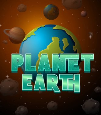Planet Earth word logo poster illustration