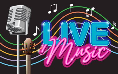 Klasik mikrofon illüstrasyonlu komedi pankartı