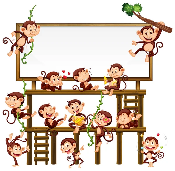 Little Monkeys Park Background Illustration — Vetor de Stock