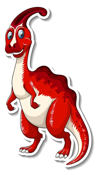 Parasaurolophus Dinosaurus Cartoon Karakter Sticker Illustratie — Stockvector