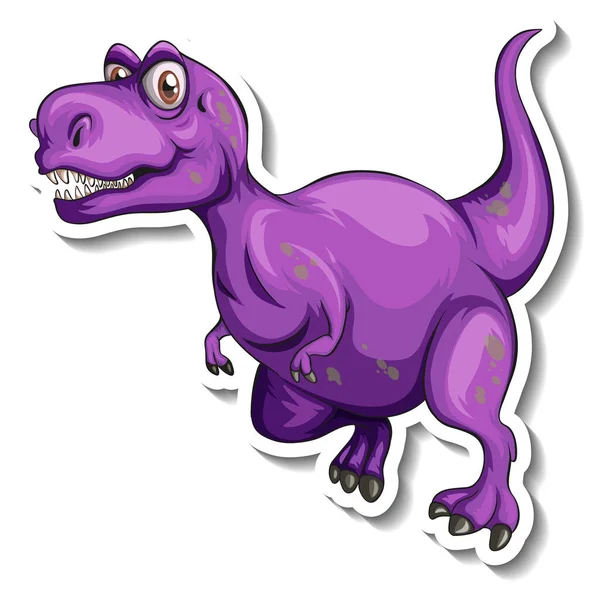 Ilustrasi Stiker Karakter Kartun Dinosaurus Tyrannosaurus - Stok Vektor