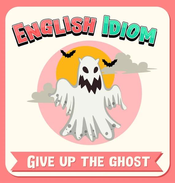 English Idiom Picture Description Give Ghost Illustration — Stockvektor