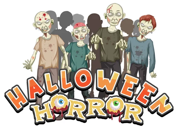 Halloween Horror Word Creepy Zombies Illustration — стоковый вектор