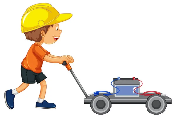 Boy Battery Trolley Illustration — Image vectorielle