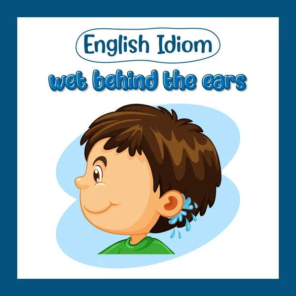 English Idiom Picture Description Wet Ears Illustration — Stock Vector