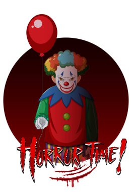 Happy Time badge with creepy clown illustration