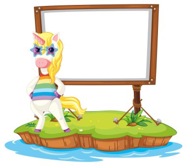 Boş tahta resimli fantezi tek boynuzlu at