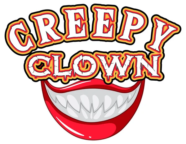 Creepy Clown Word Logo Scary Clown Mouth Illustration — Stock Vector