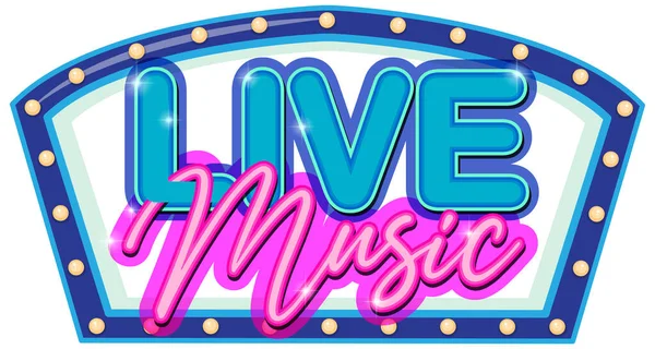 Live Music Logo Design Neon Hand Drawn Font Illustration — Stockový vektor