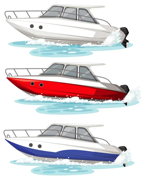 Ensemble Différents Types Bateaux Navires Illustration Isolée — Image vectorielle