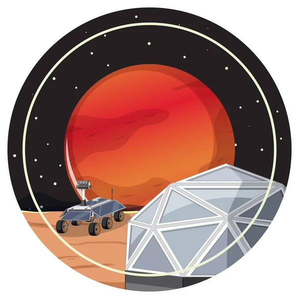 Άρης Στο Διαστημικό Σήμα Λευκό Φόντο Εικονογράφηση — Διανυσματικό Αρχείο