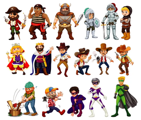 Ensemble Personnages Dessins Animés Fantaisie Illustration — Image vectorielle