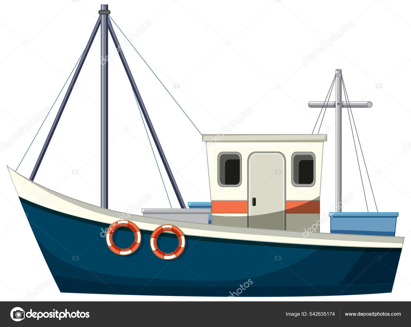 Barco Pesquero Ilustración Aislada Vector de stock #542635174 de  ©interactimages