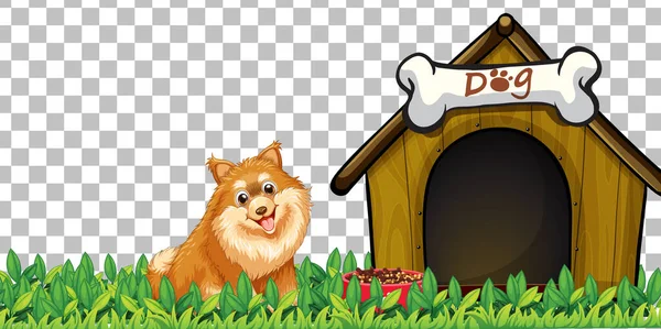 Pomerania Cane Con Cane Casa Sfondo Trasparente Illustrazione — Vettoriale Stock