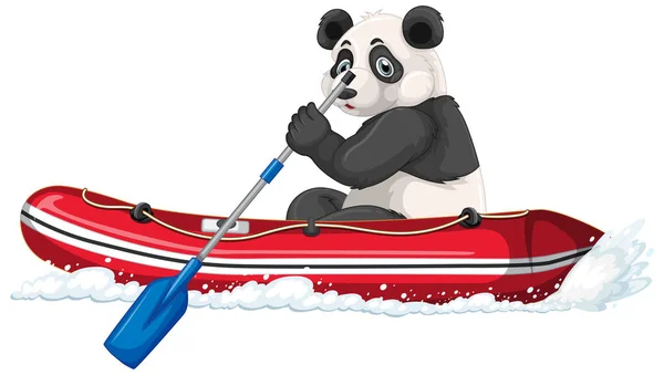 Panda Inflatable Boat Boat Cartoon Style Illustration — Stock Vector