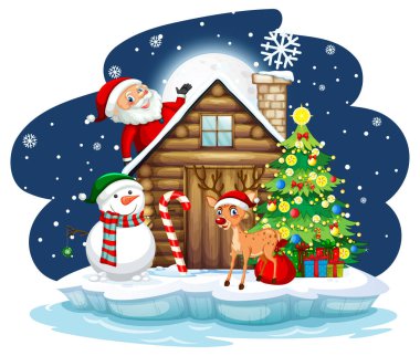 Noel Baba ve arkadaşlarla karlı bir gece.