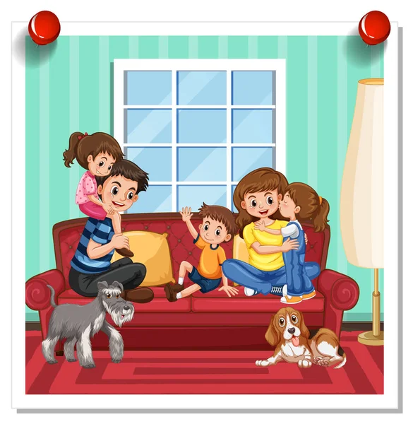 Bild Lycklig Familj Vit Bakgrund Illustration — Stock vektor
