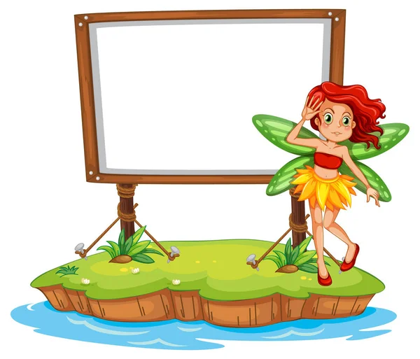 Fantasy Fairy Cartoon Character Blank Banner Illustration — Stock Vector