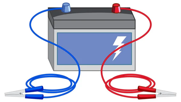 Batería Con Clips Cocodrilo Sobre Fondo Blanco Ilustración — Archivo Imágenes Vectoriales