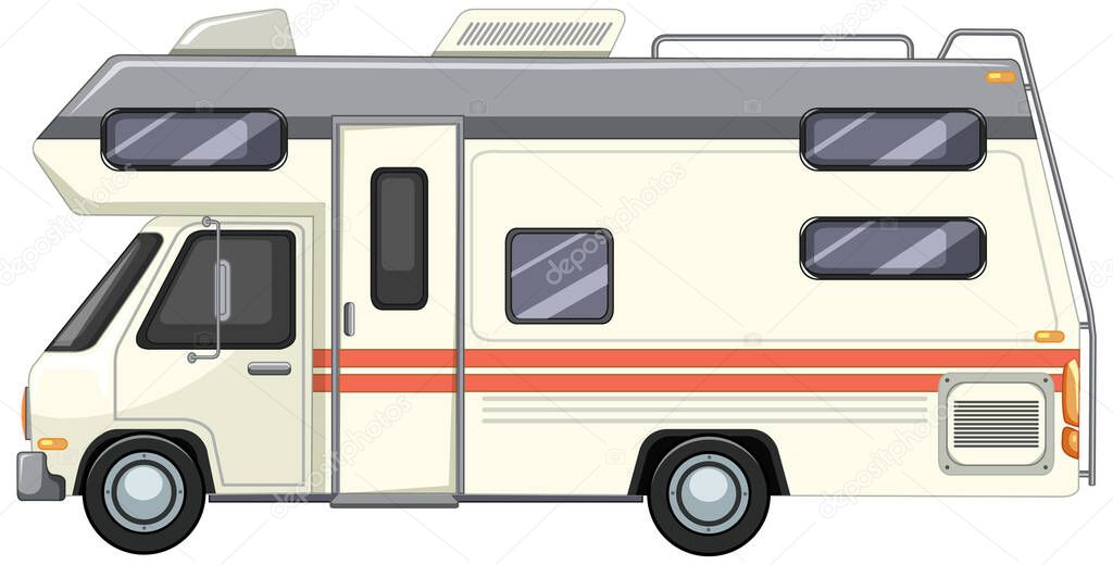 Cute camper van on white background illustration