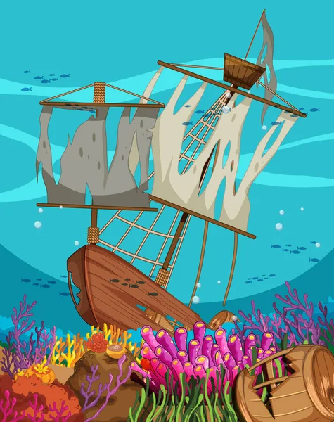 Navire Coulant Sous Océan Illustration — Image vectorielle