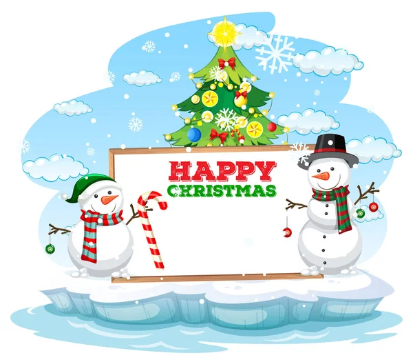 Lege Banner Met Leuke Sneeuwpoppen Illustratie — Stockvector