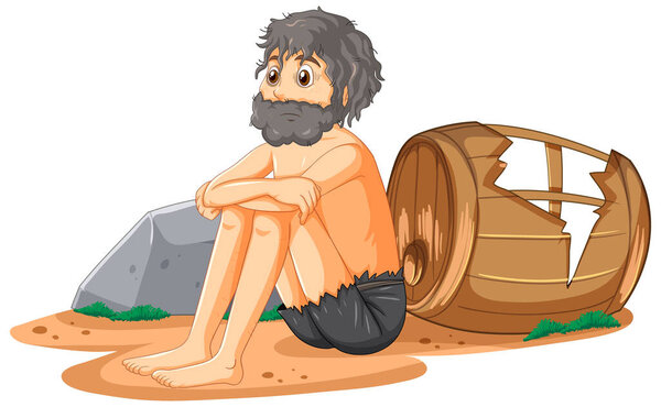 Человек на необитаемом острове изолированная иллюстрация