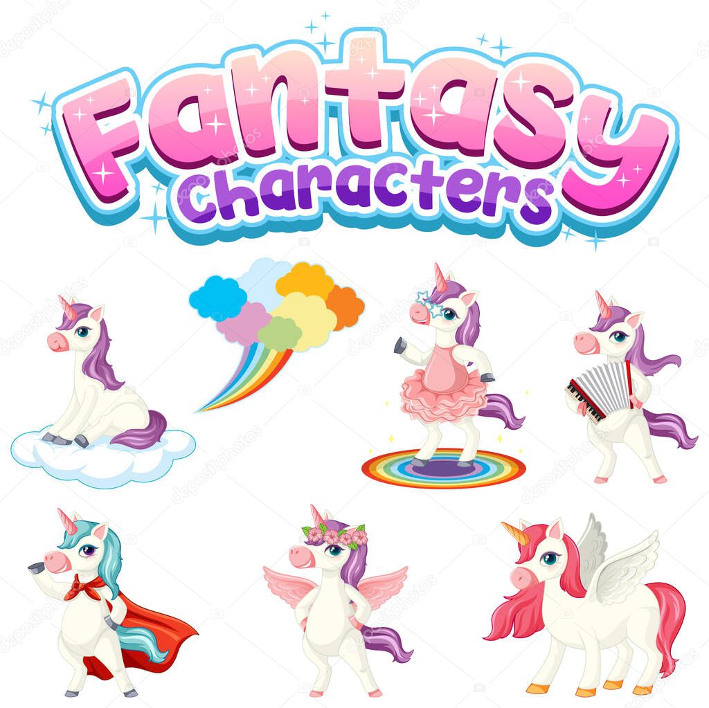 Set of fairy tale cartoon characters illustration