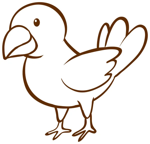 Oiseau Dans Style Simple Doodle Sur Fond Blanc Illustration — Image vectorielle