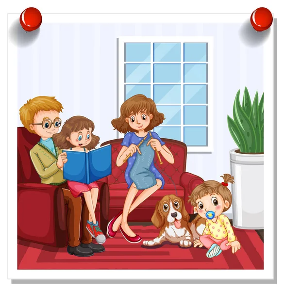 Photo Famille Sur Fond Blanc Illustration — Image vectorielle