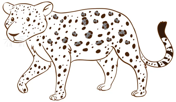 Leopard Doodle Einfachen Stil Auf Weißem Hintergrund Illustration — Stockvektor