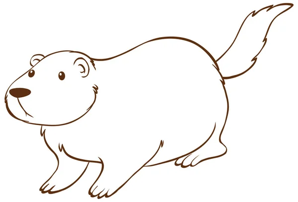 Beaver Doodle Prosty Styl Białym Tle Ilustracji — Wektor stockowy