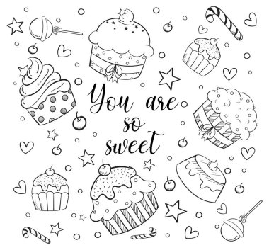 El çizimi karalama simgeleri çizim seti