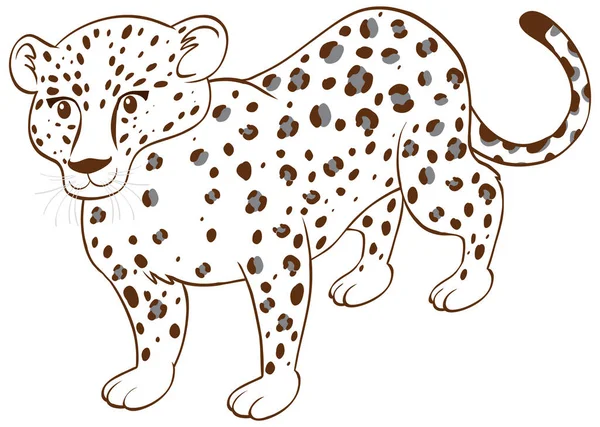 Leopard Doodle Einfachen Stil Auf Weißem Hintergrund Illustration — Stockvektor