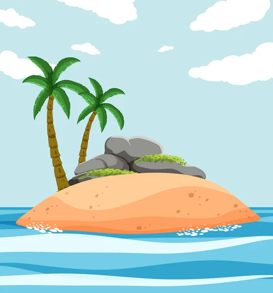Einsame Insel Auf Dem Ozean Illustration — Stockvektor