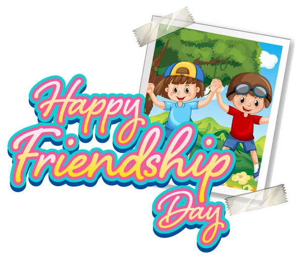 Happy Friendship Day Photo Children Illustration — Stock Vector