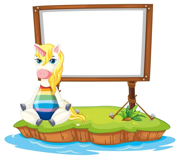 Fantasy Unicorn Empty Board Illustration — Stock Vector