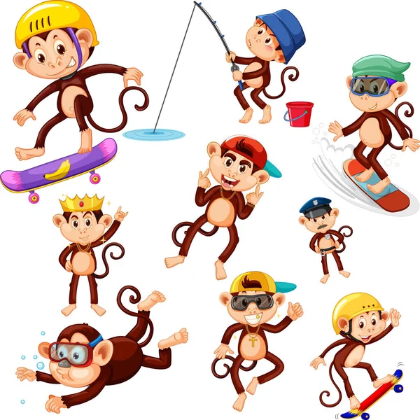 Monkey Nahtlose Muster Hintergrund Illustration — Stockvektor