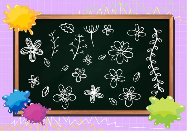 Hand Drawn Doodle Icons Chalkboard Illustration — Stock Vector