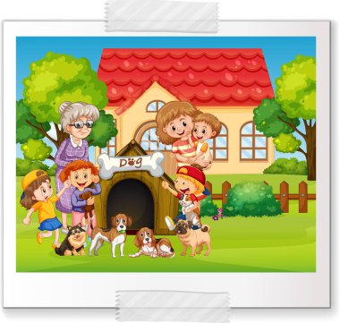 Çizgi film tarzında aile fotoğrafı