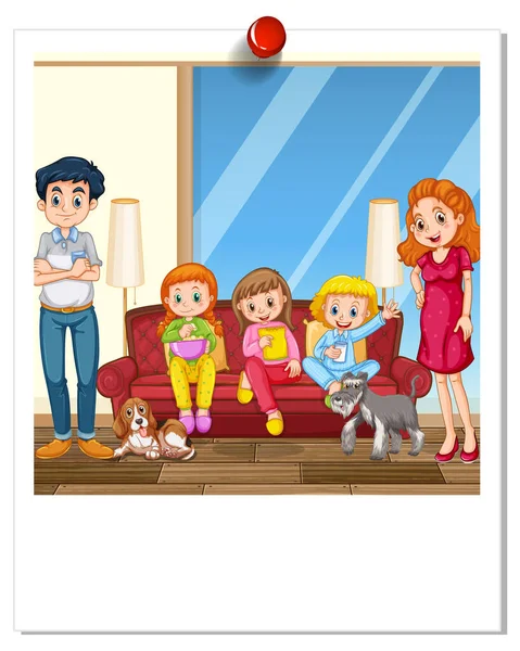Bild Lycklig Familj Vit Bakgrund Illustration — Stock vektor